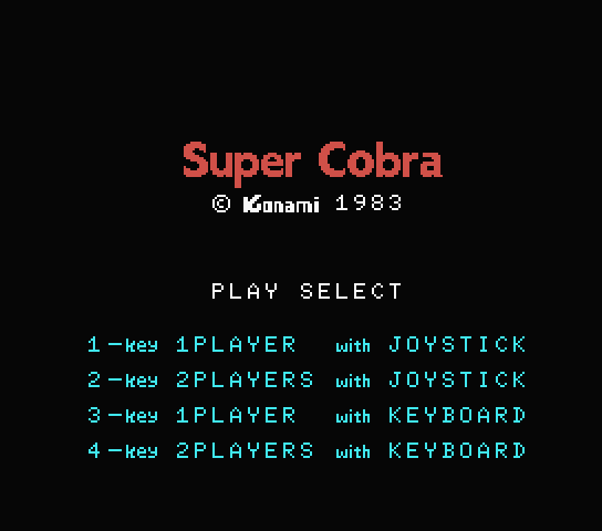 Super Cobra title screen for MSX